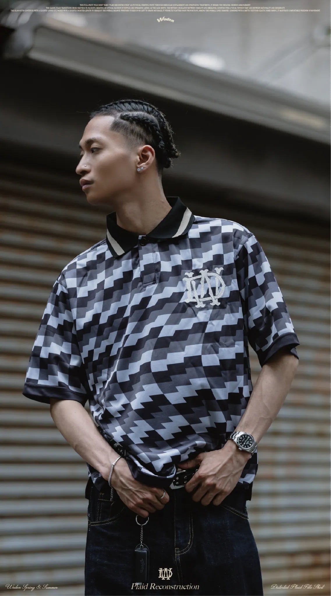 WODEN 2026 Spring & Summer 005 Distorted Plaid Polo Shirt