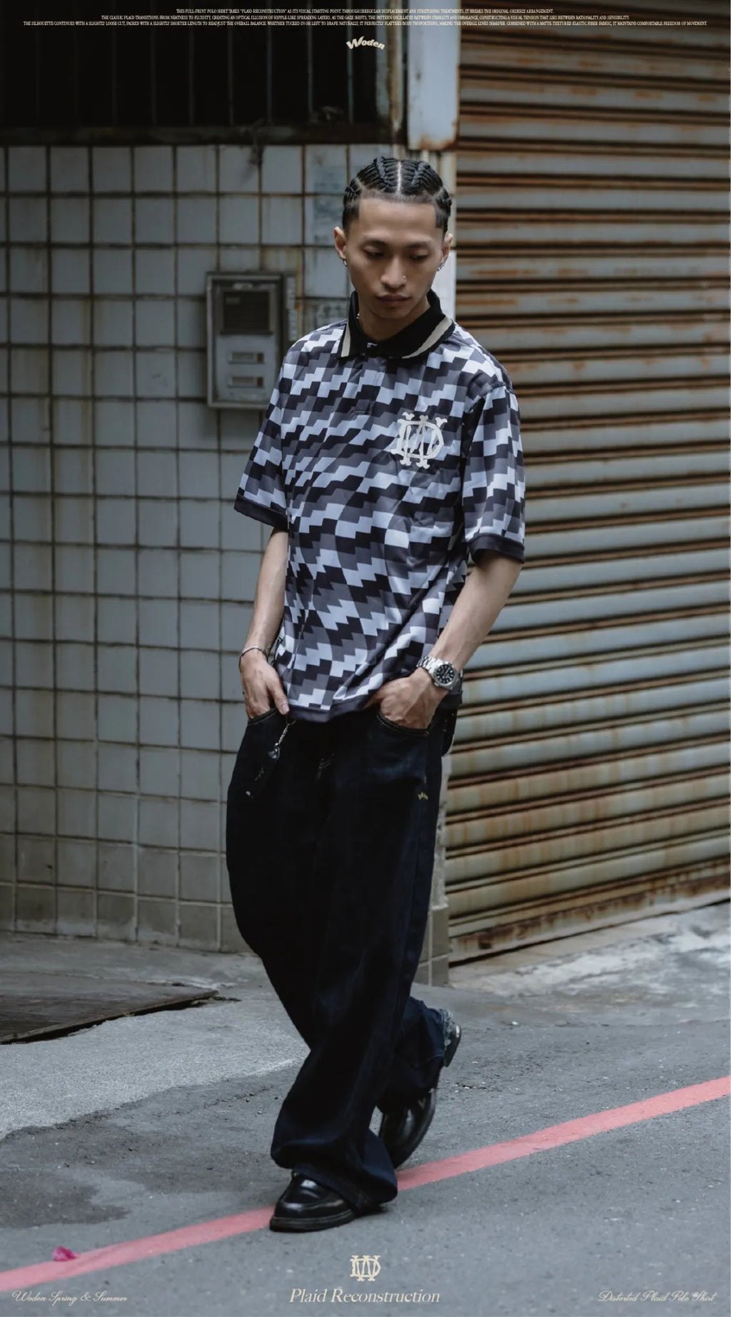 WODEN 2026 Spring & Summer 005 Distorted Plaid Polo Shirt