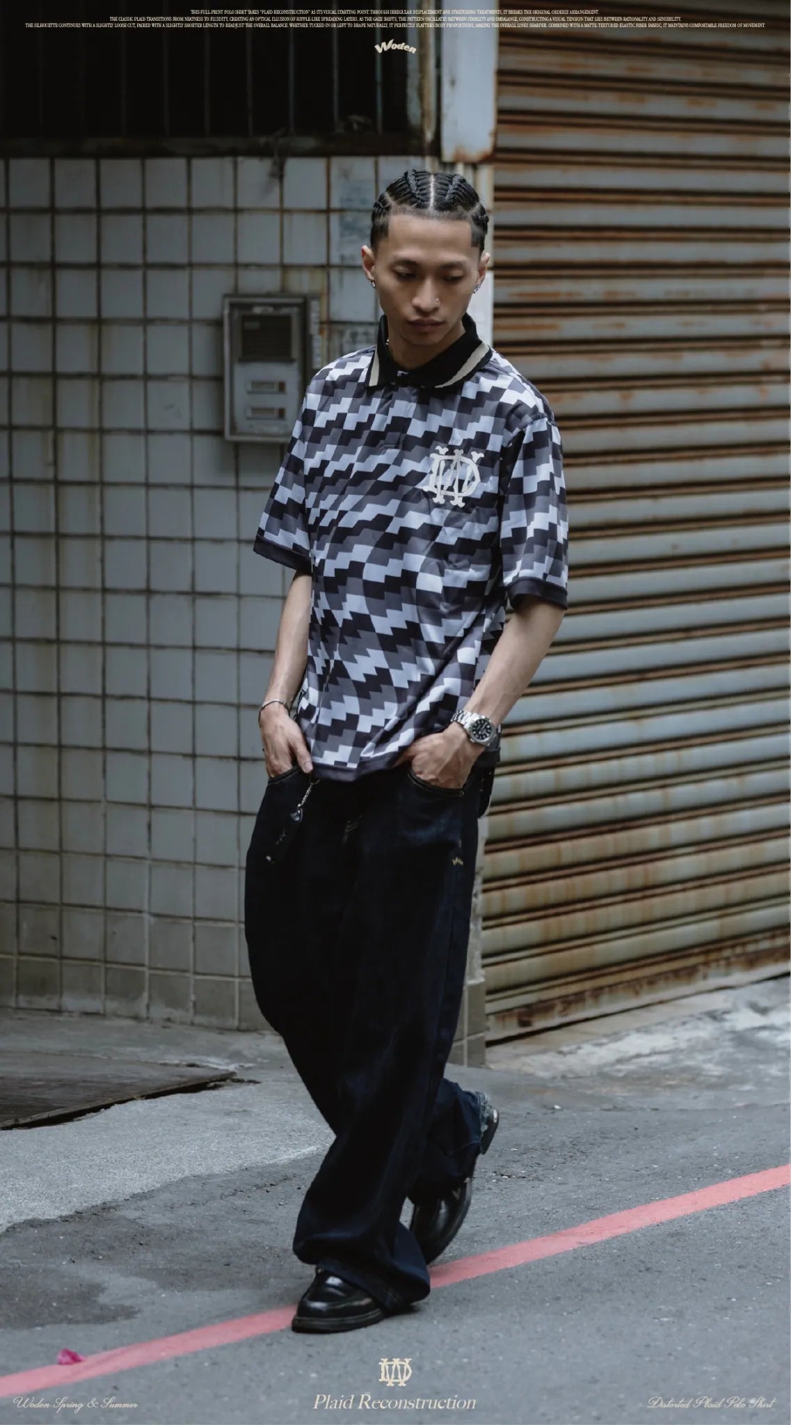 WODEN 2026 Spring & Summer 005 Distorted Plaid Polo Shirt