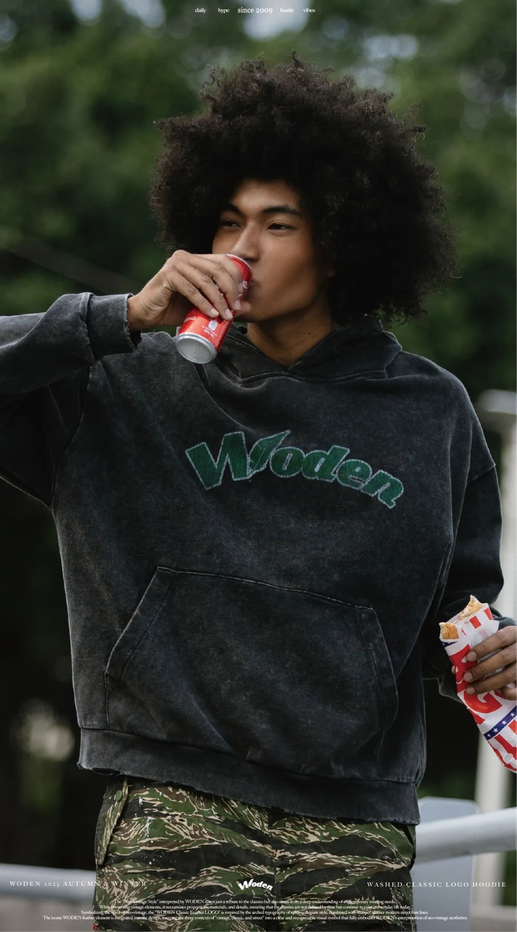 WD 25AW 014 Washed Classic LOGO Hoodie