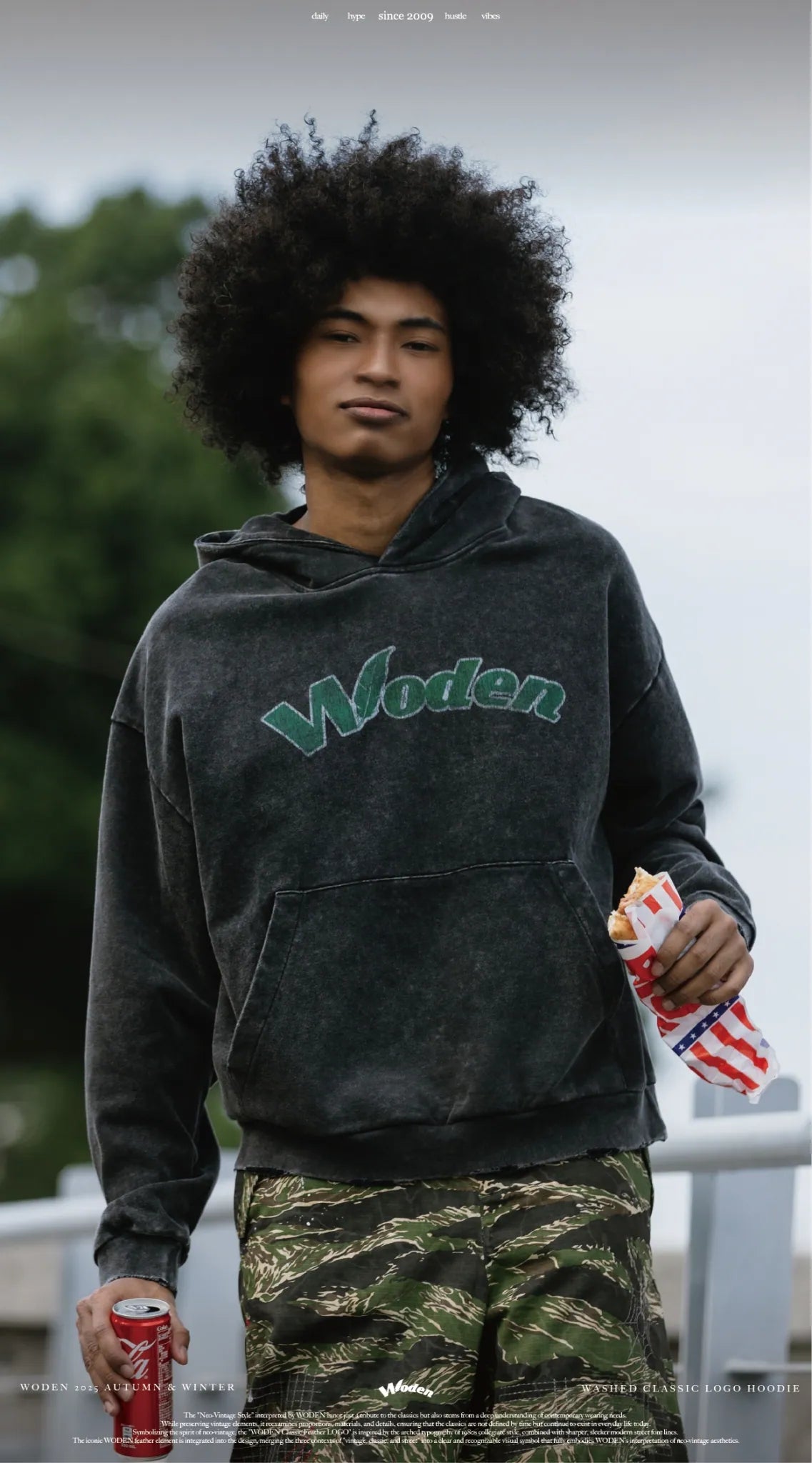 WD 25AW 014 Washed Classic LOGO Hoodie