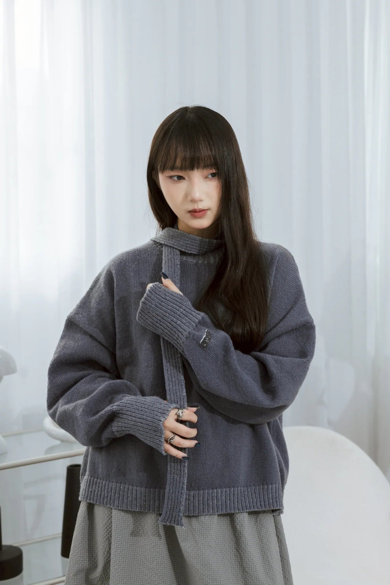 YOKO Knit Sweater with Scarf Set