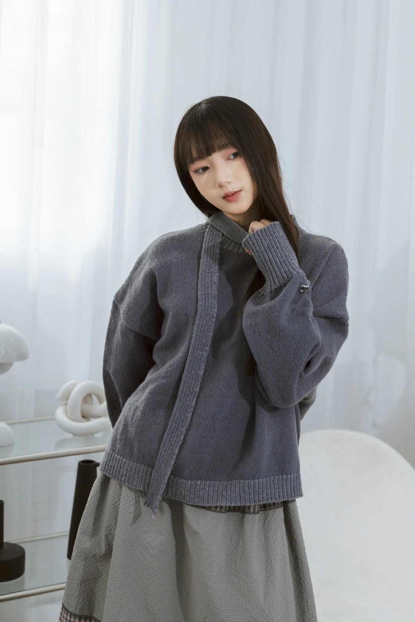 YOKO Knit Sweater with Scarf Set