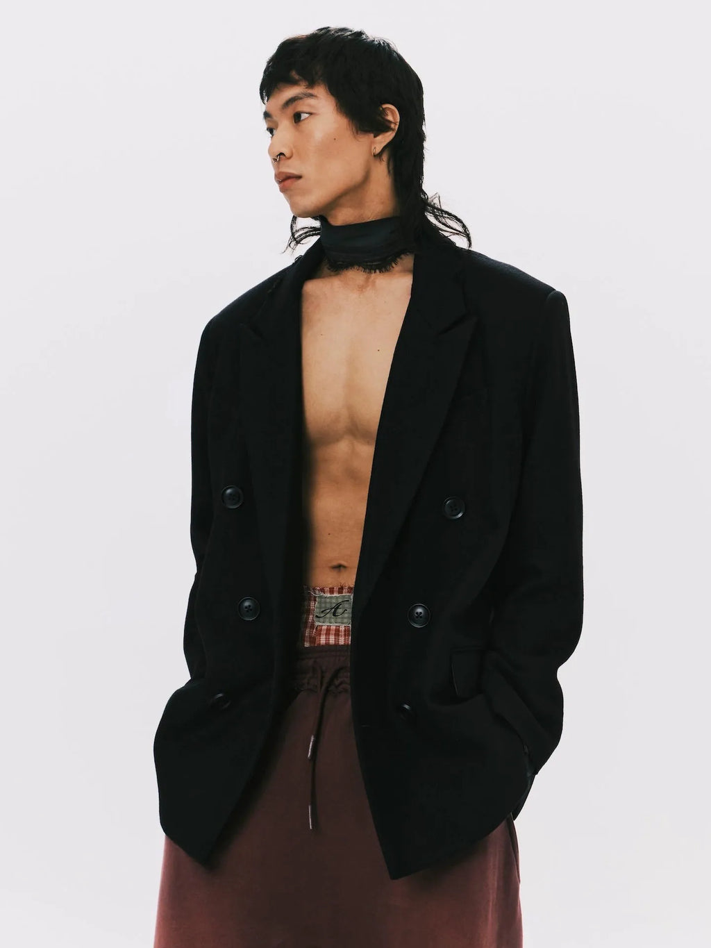 ANOWHEREMAN Double Breasted Suit Jacket