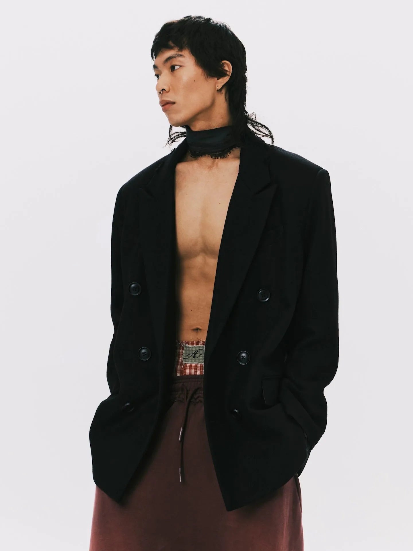 ANOWHEREMAN Double Breasted Suit Jacket