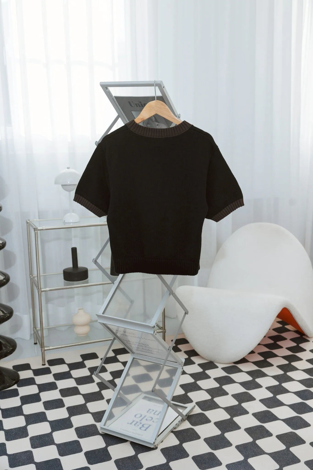 YOKO Floral Contrast Knit Tee