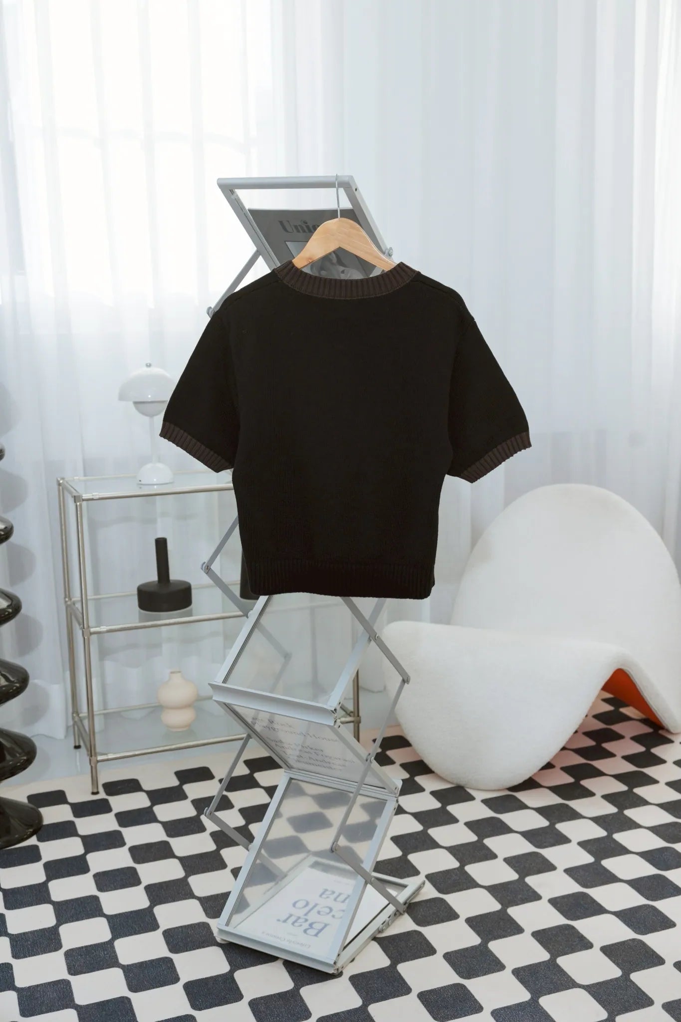 YOKO Floral Contrast Knit Tee