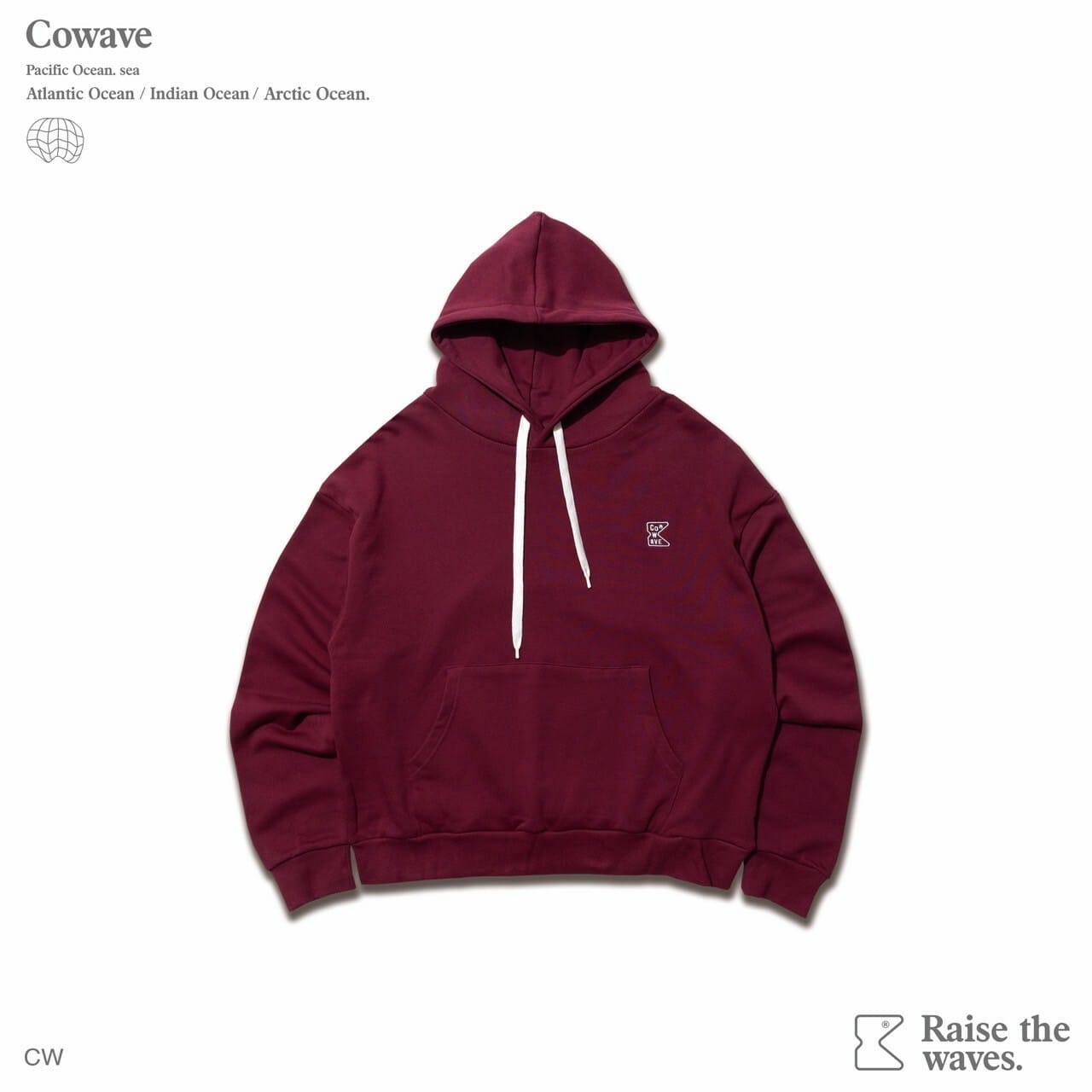 Cowave 2023-24 Fall & Winter Slogan font Hoodie 酒紅