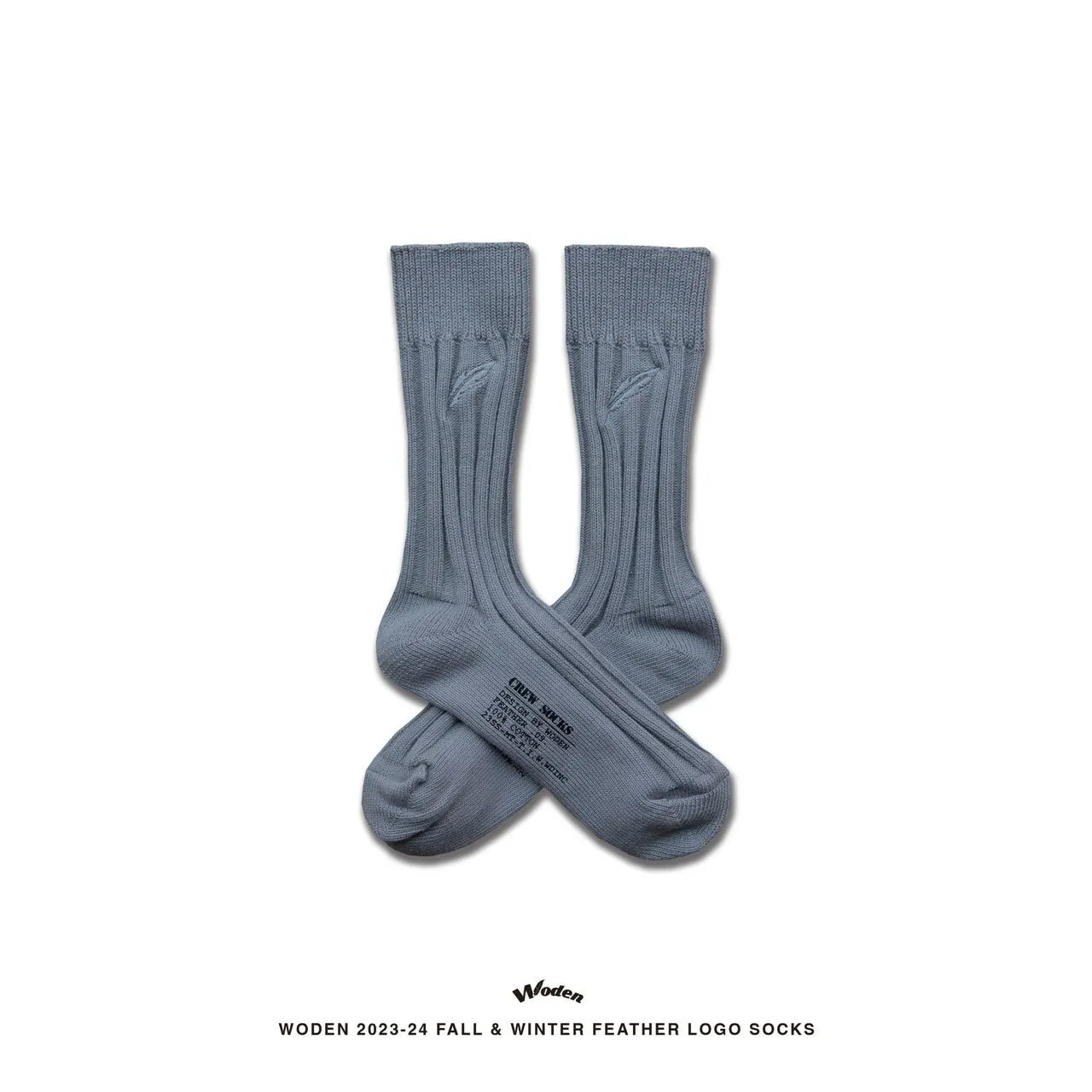 WODEN 2023 Autumn & Winter Feather LOGO Socks 灰色