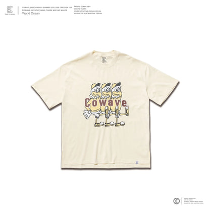 Cowave 2023 Spring & Summer College Cartoon tee 米白