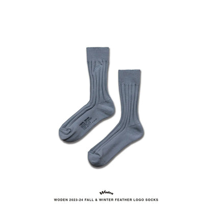 WODEN 2023 Autumn & Winter Feather LOGO Socks 灰色