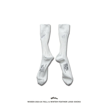 WODEN 2023 Autumn & Winter Feather LOGO Socks 白