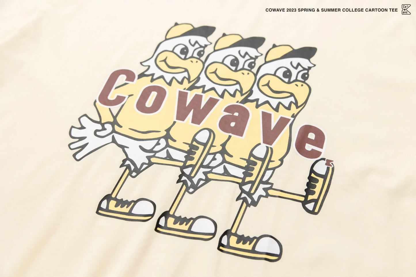 Cowave 2023 Spring & Summer College Cartoon tee 米白