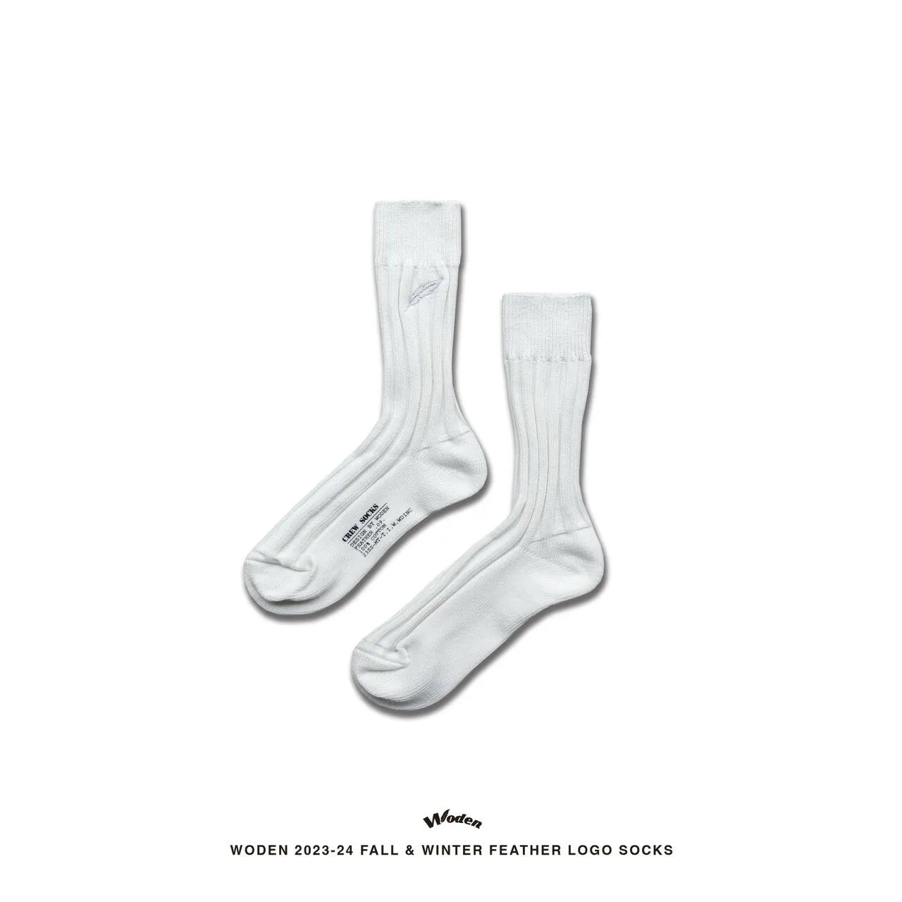 WODEN 2023 Autumn & Winter Feather LOGO Socks 白