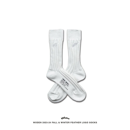 WODEN 2023 Autumn & Winter Feather LOGO Socks 白