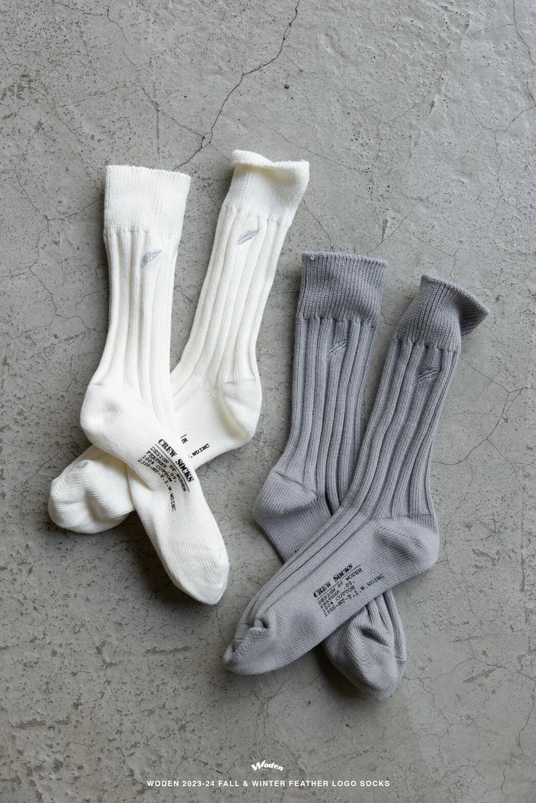 WODEN 2023 Autumn & Winter Feather LOGO Socks 白