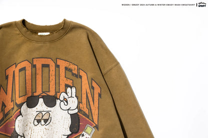 WODEN / Emudy 2024 Autumn & Winter 057 Wash illustration Sweatshirt