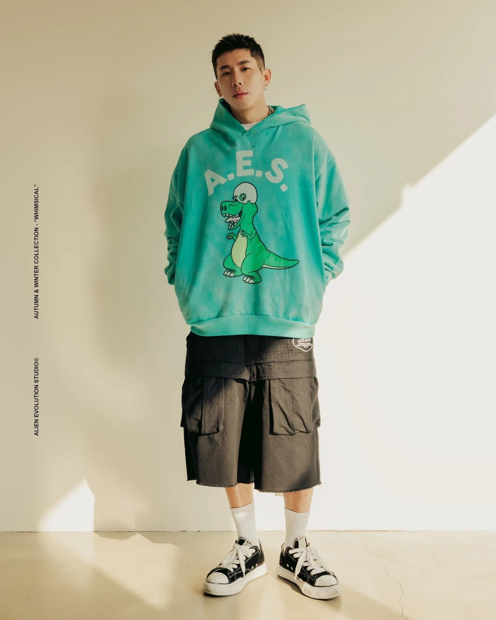 AES Washed Wide-Leg Cropped Pants