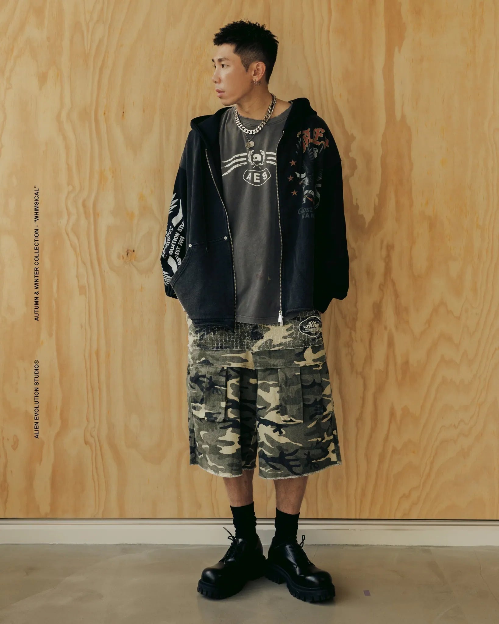 AES Washed Wide-Leg Cropped Pants