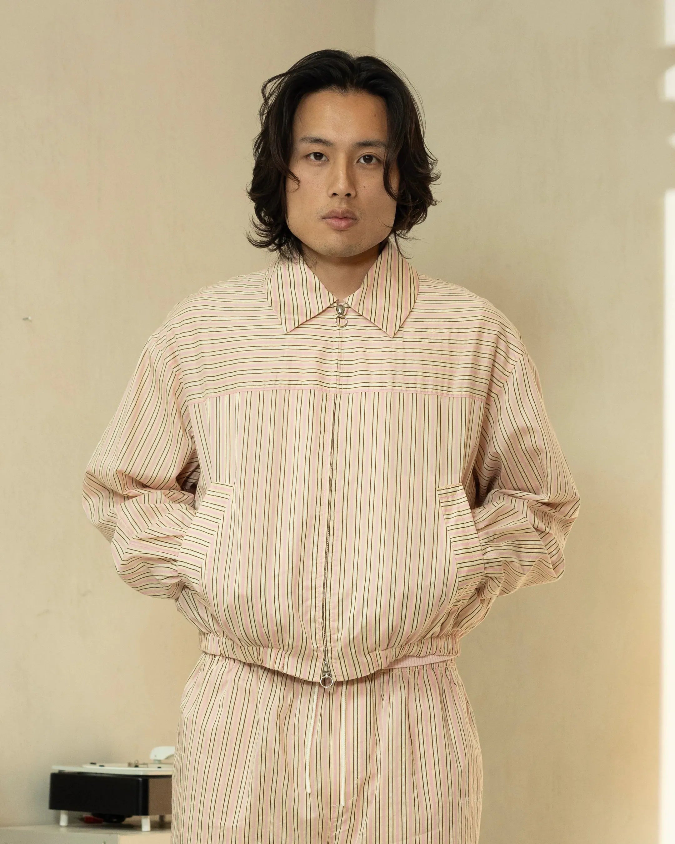 YANGI Pinstripe Blouson Jacket