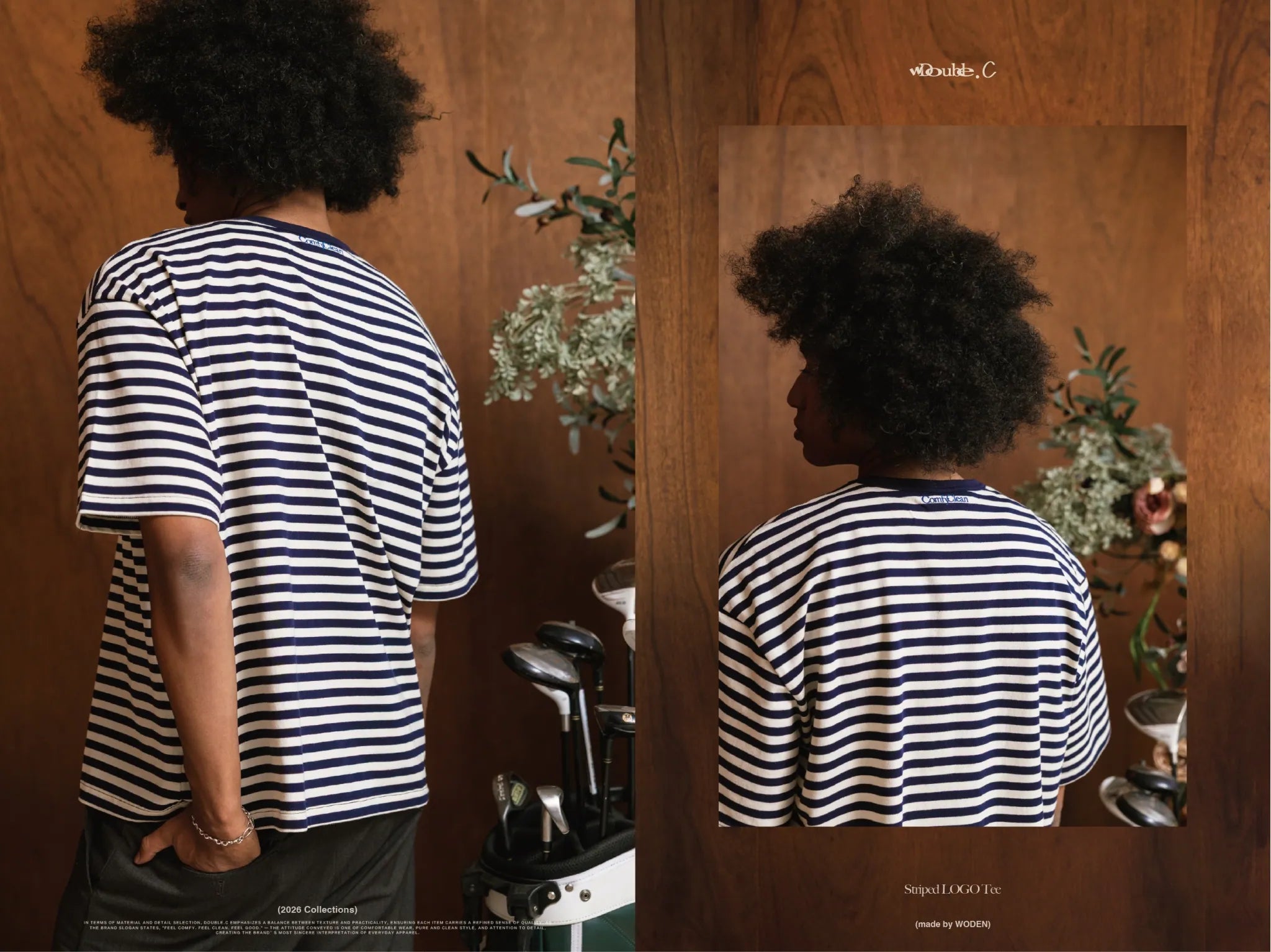 DoubleC 2026 Spring & Summer Striped LOGO Tee
