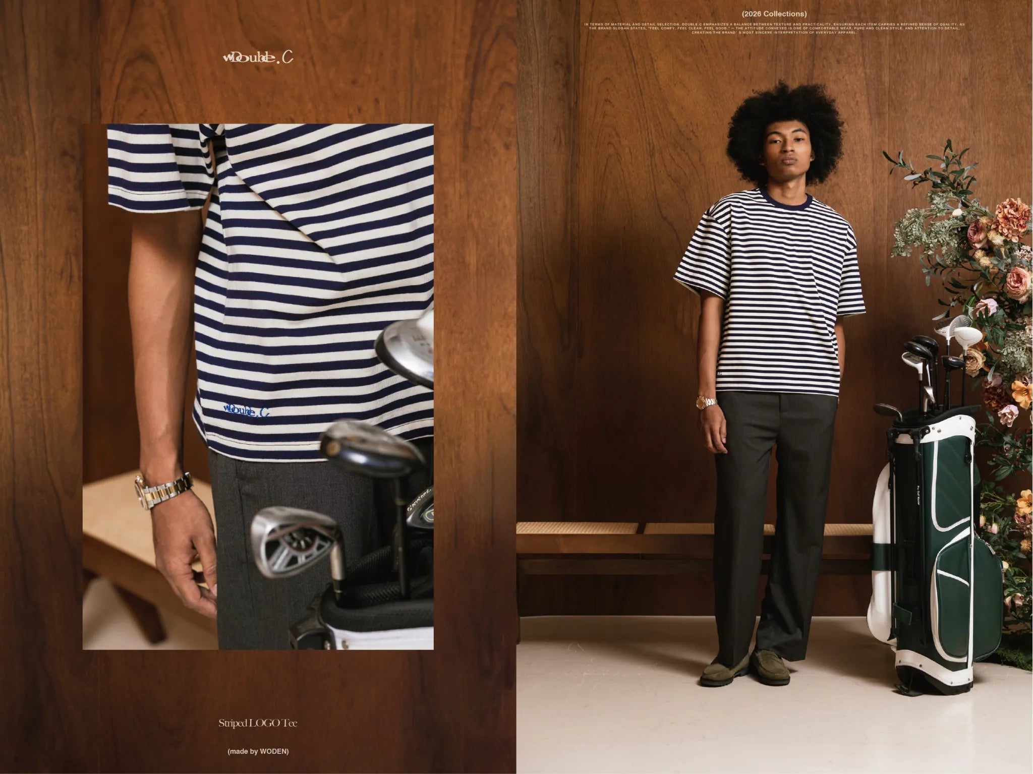 DoubleC 2026 Spring & Summer Striped LOGO Tee