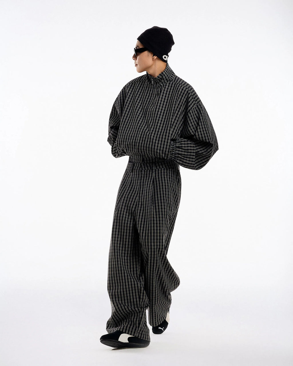 PUSH PUSH GINGHAM WIDE PANTS