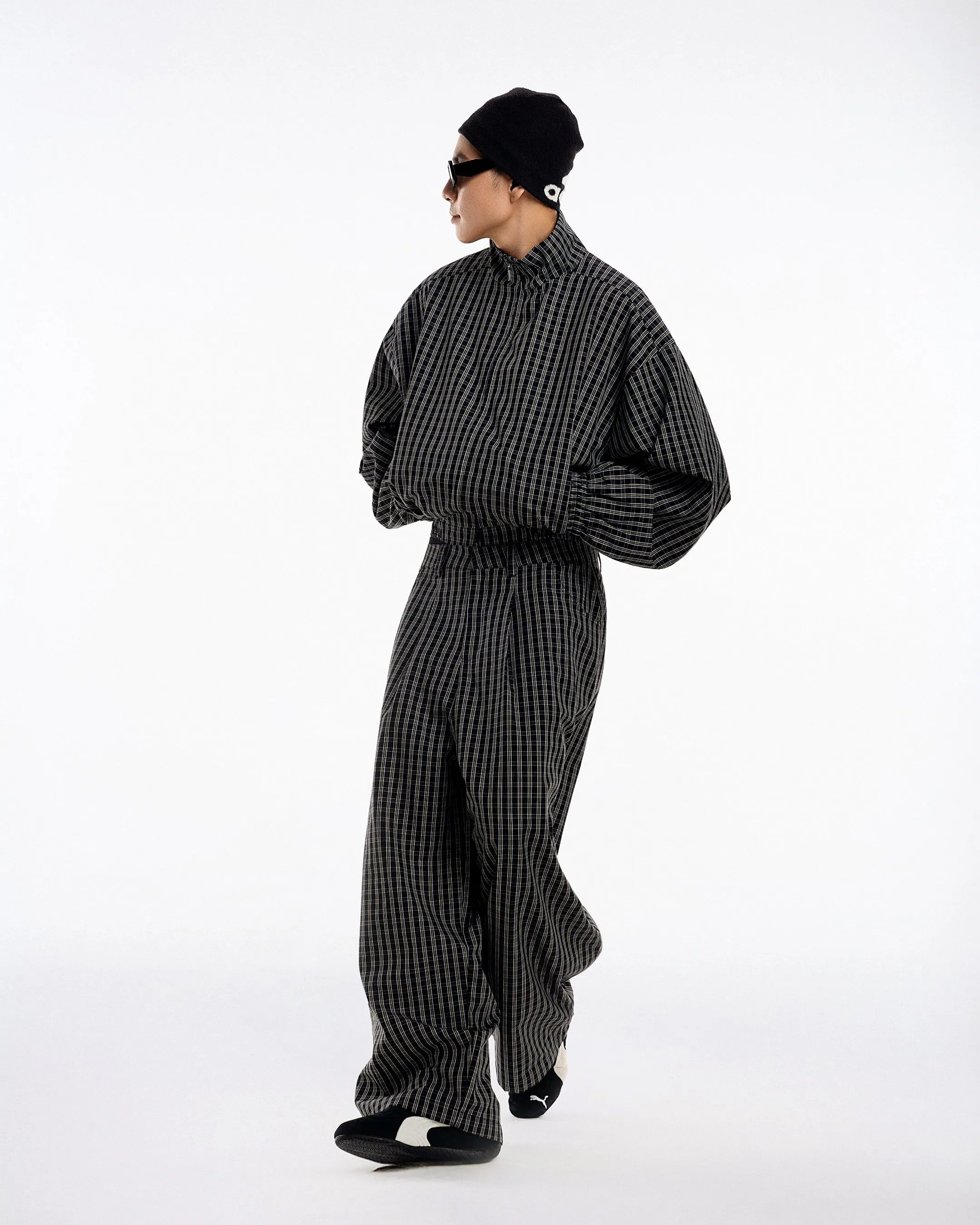 PUSH PUSH GINGHAM WIDE PANTS