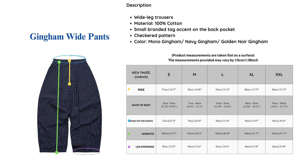 PUSH PUSH GINGHAM WIDE PANTS