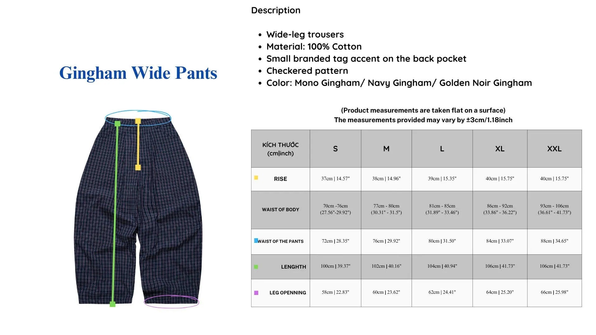 PUSH PUSH GINGHAM WIDE PANTS