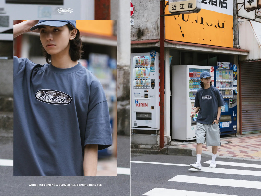 WODEN 2026 Spring & Summer 043 Plaid Embroidery Tee