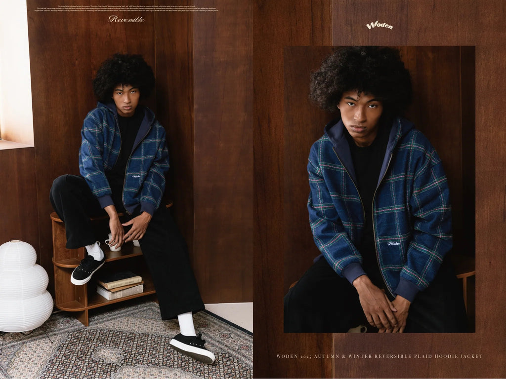 WODEN 2025 Autumn & Winter 012 Reversible Plaid Hoodie Jacket