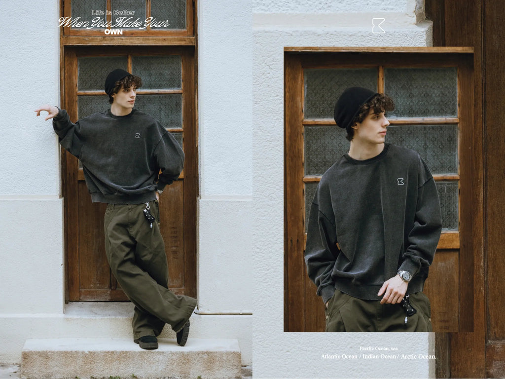 COWAVE 2025 Fall & Winter Wash Slogan Sweatshirt