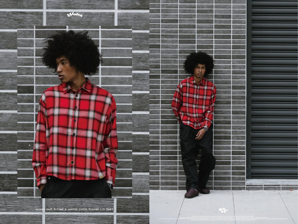 WODEN 2025 Autumn & Winter 018 Check Flower L/S Shirt