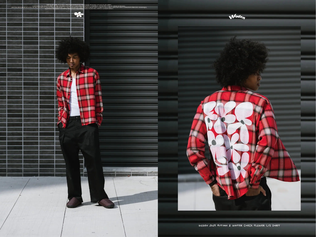 WODEN 2025 Autumn & Winter 018 Check Flower L/S Shirt