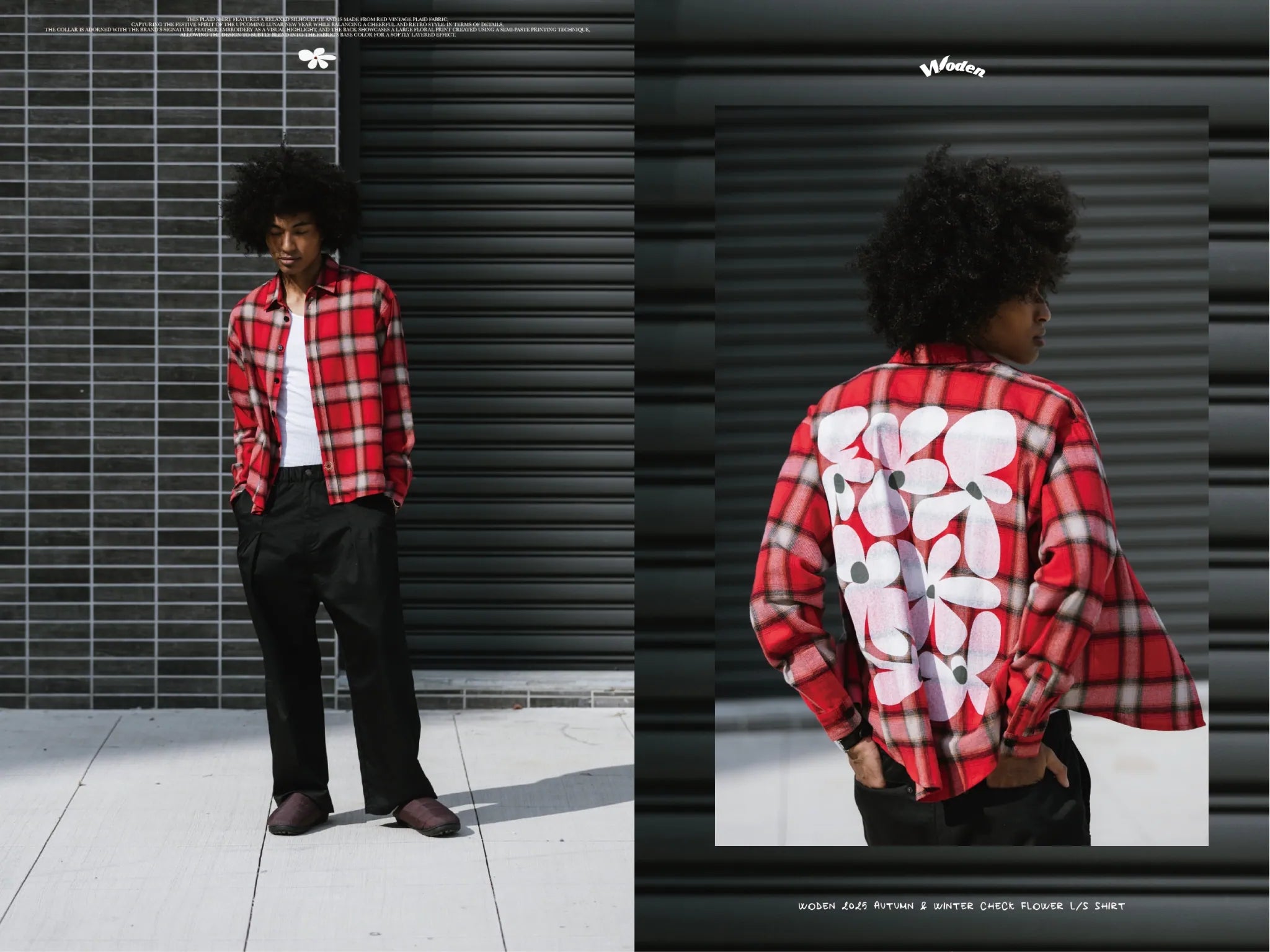 WODEN 2025 Autumn & Winter 018 Check Flower L/S Shirt
