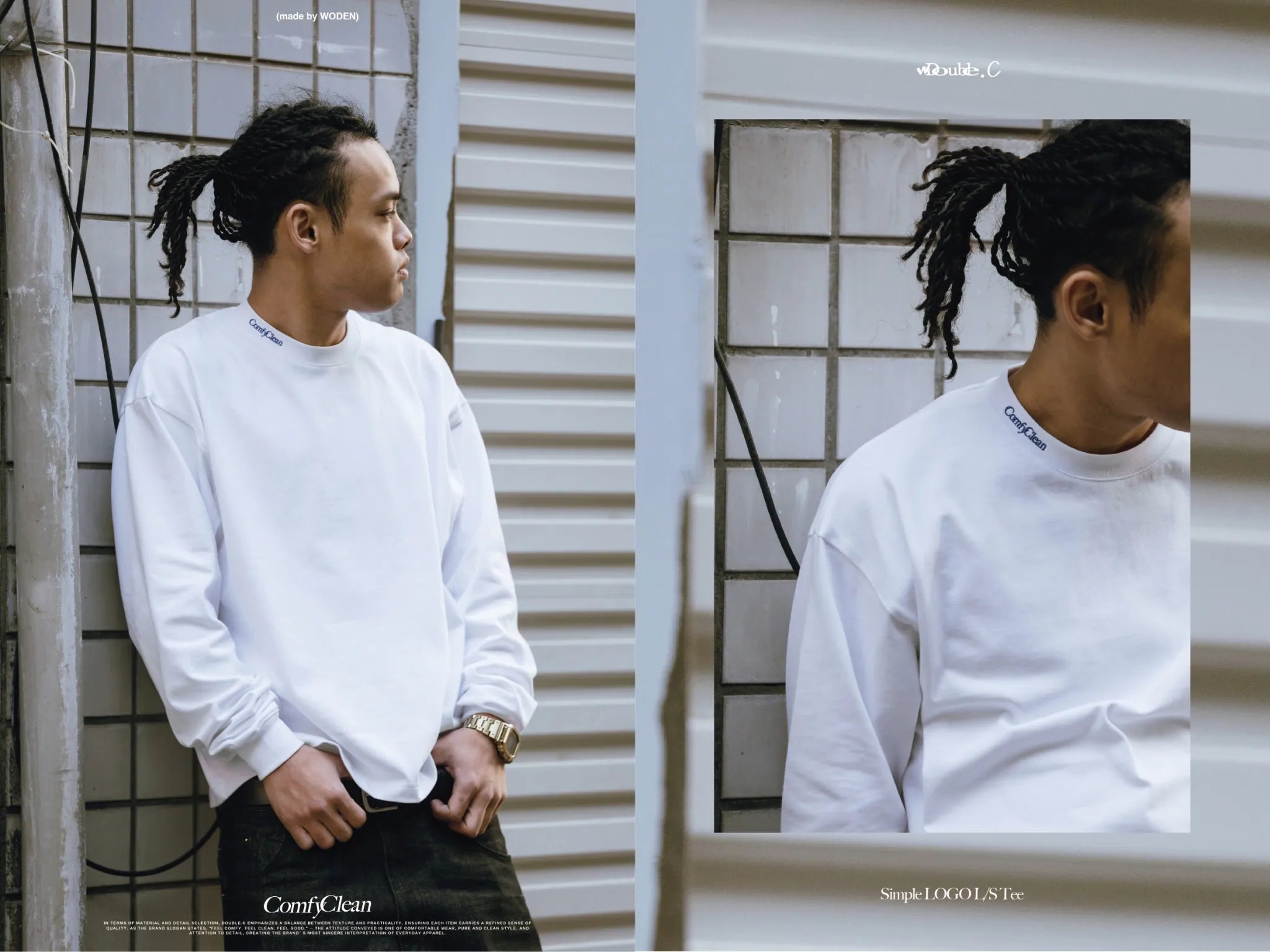 Double.C 2025 Autumn & Winter Simple LOGO L/S Tee
