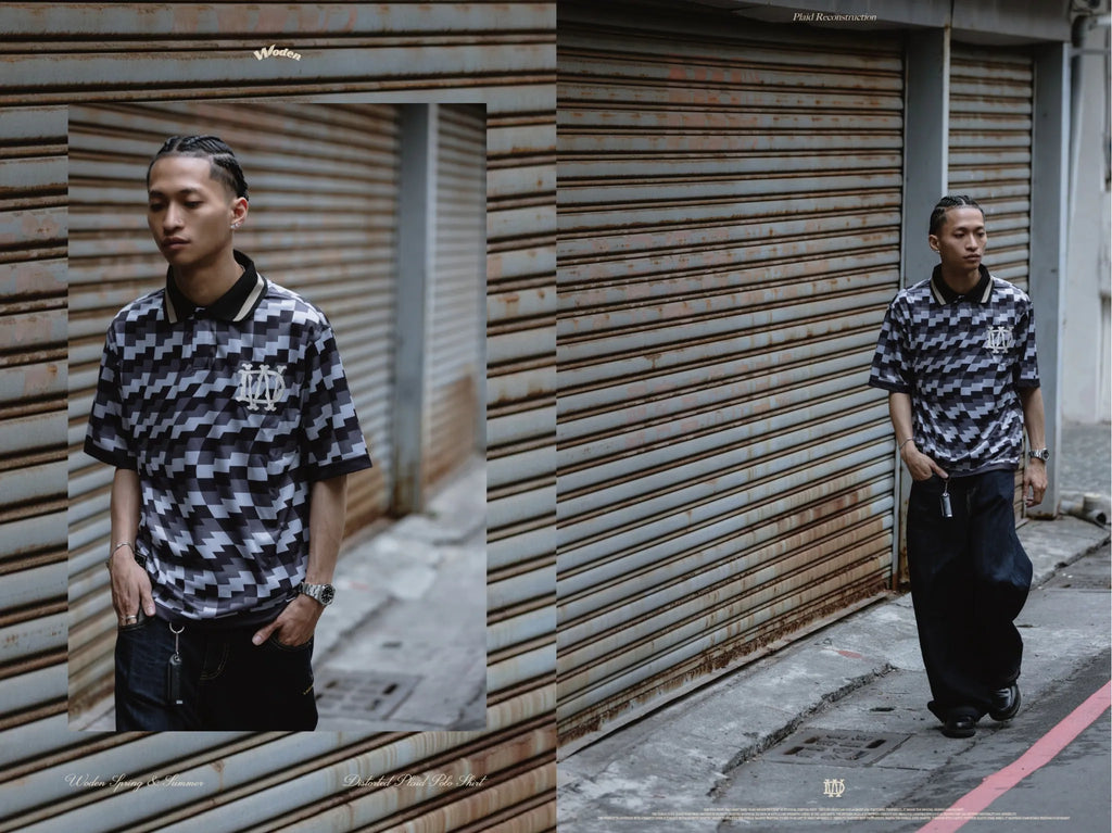 WODEN 2026 Spring & Summer 005 Distorted Plaid Polo Shirt