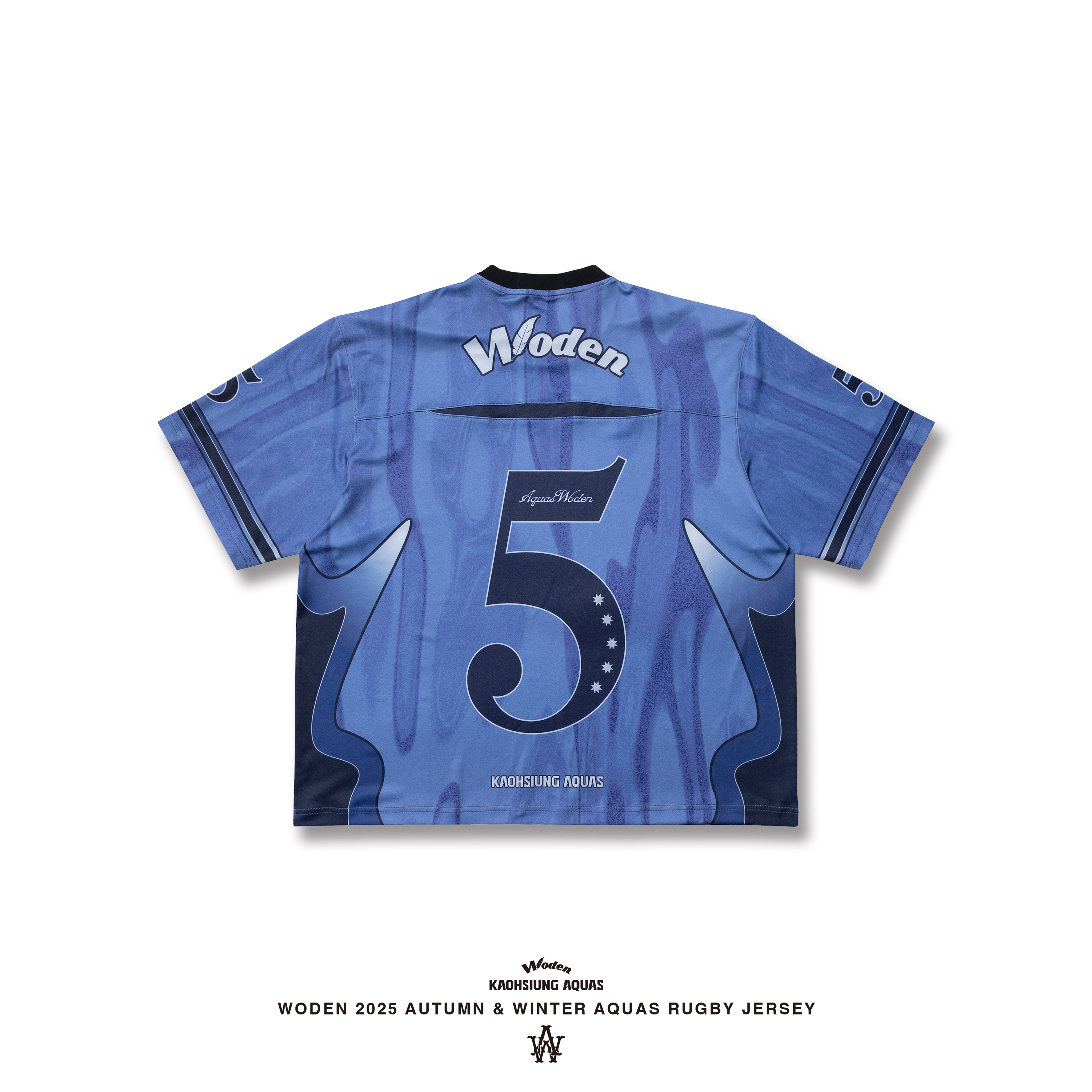 WODEN / AQUAS 2025 Autumn & Winter Wavy Pattern Rugby Jersey