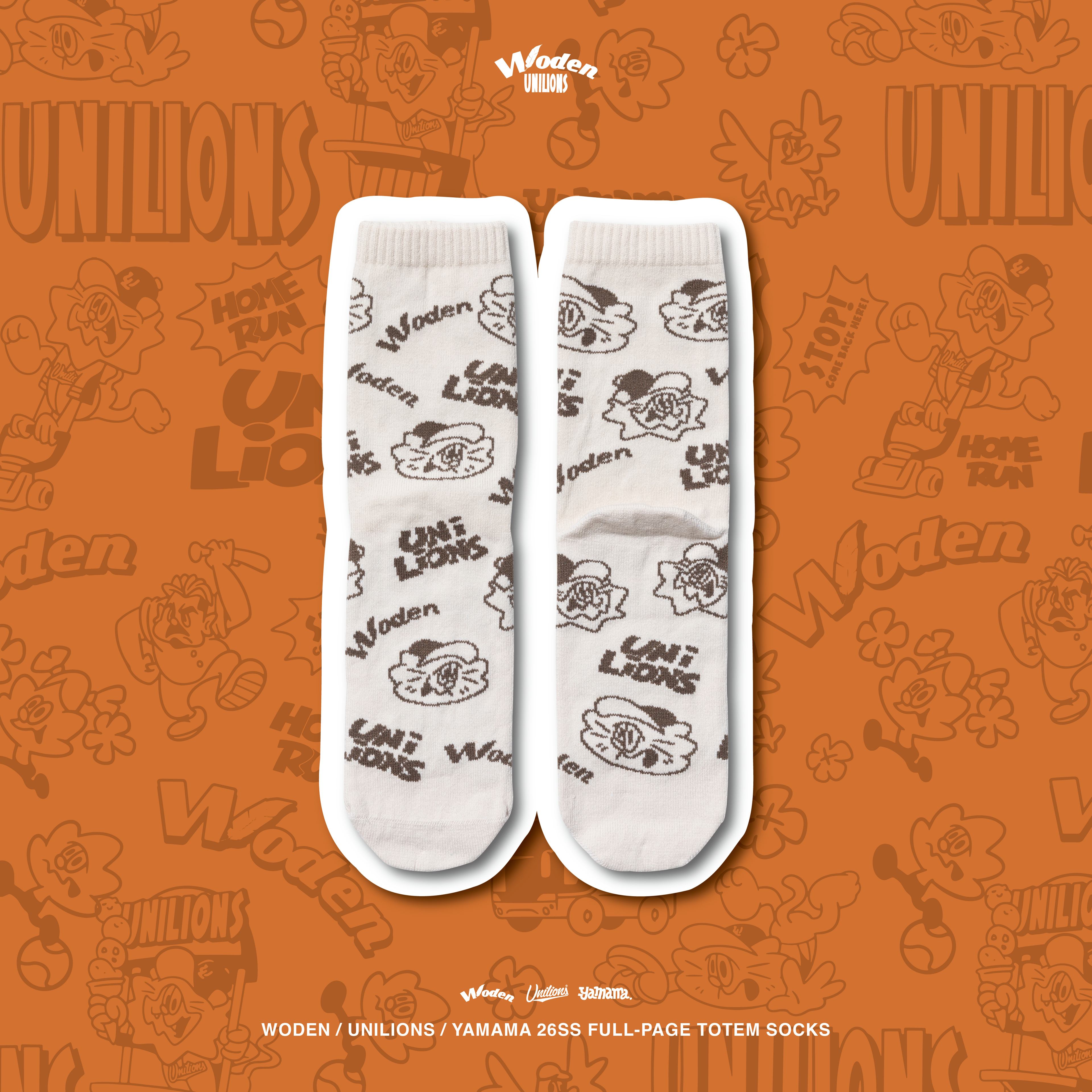 WODEN 2026 Spring & Summer 018 Unilions x Yamama Full-page totem Socks