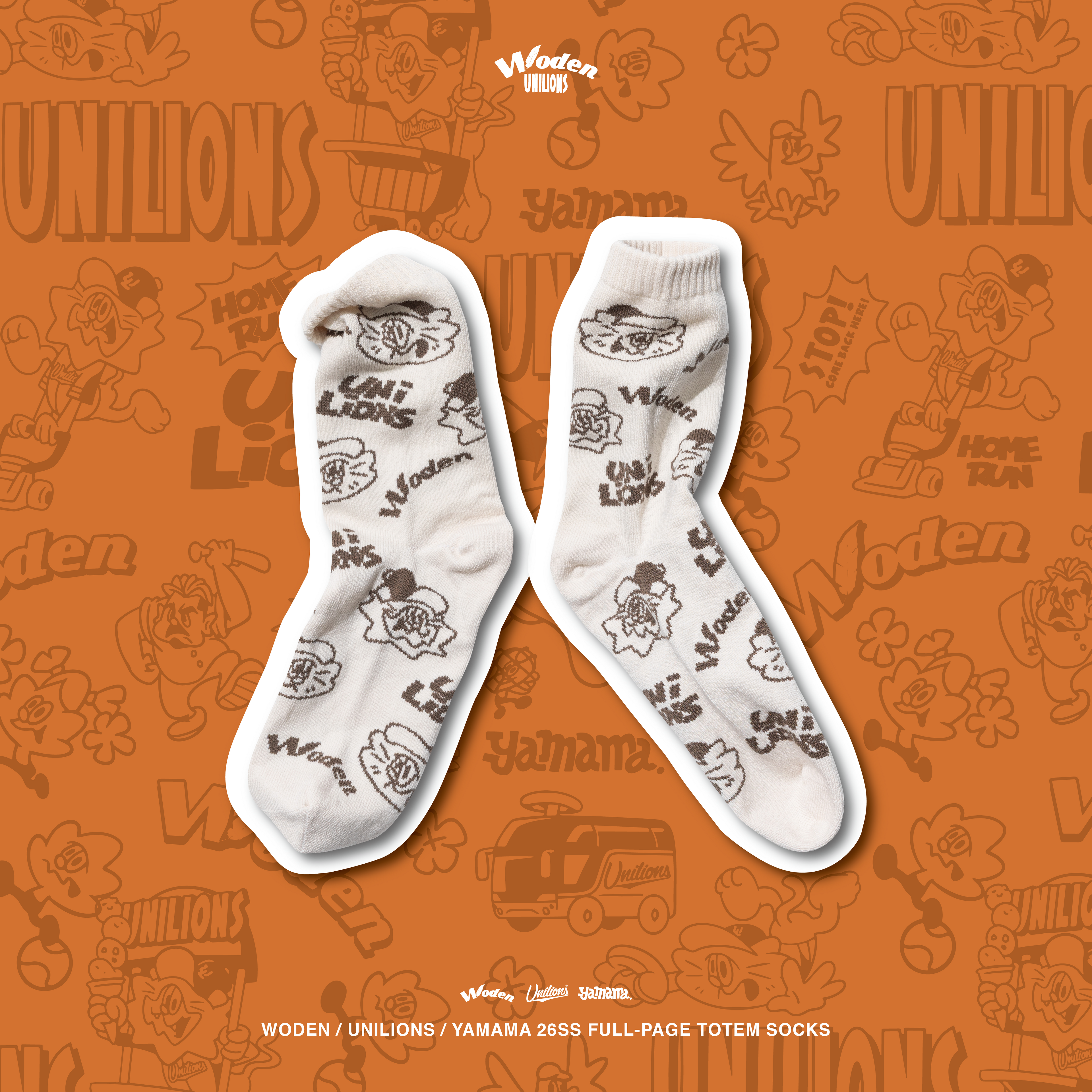 WODEN 2026 Spring & Summer 018 Unilions x Yamama Full-page totem Socks