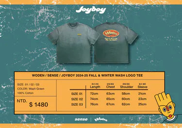WODEN / sense / Joyboy 2024 Fall & Winter 020 Wash LOGO Tee