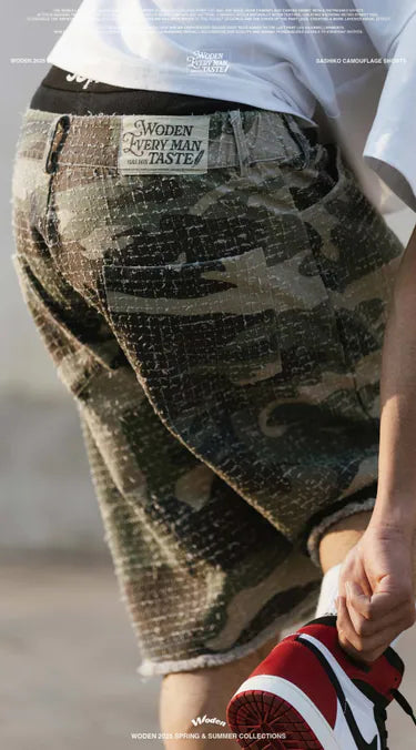 WODEN 2025 Spring & Summer 031 Sashiko Camouflage Shorts