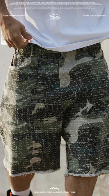 WODEN 2025 Spring & Summer 031 Sashiko Camouflage Shorts
