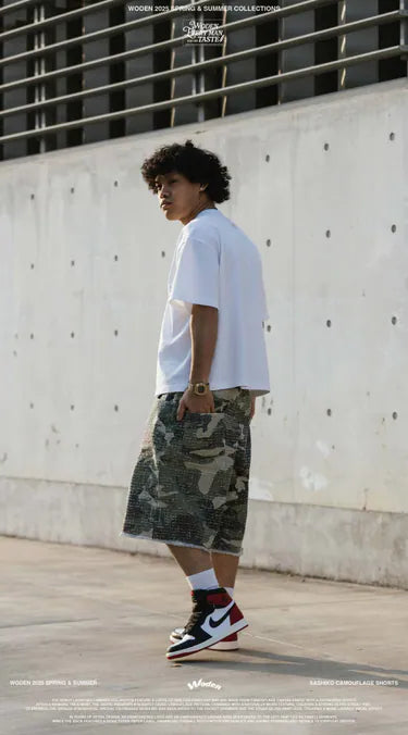 WODEN 2025 Spring & Summer 031 Sashiko Camouflage Shorts