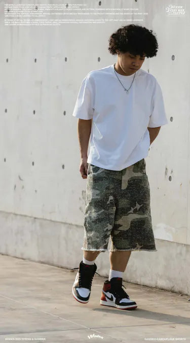 WODEN 2025 Spring & Summer 031 Sashiko Camouflage Shorts