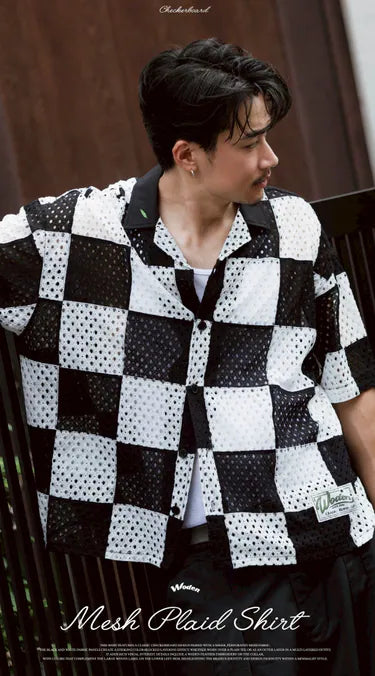 WODEN 2025 Spring & Summer Mesh Plaid Shirt