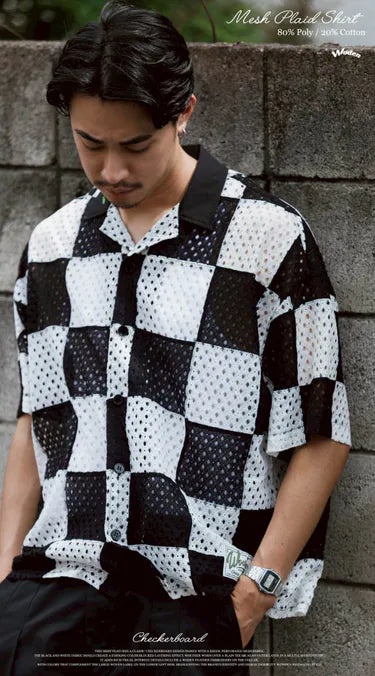 WODEN 2025 Spring & Summer Mesh Plaid Shirt