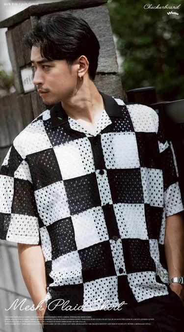 WODEN 2025 Spring & Summer Mesh Plaid Shirt