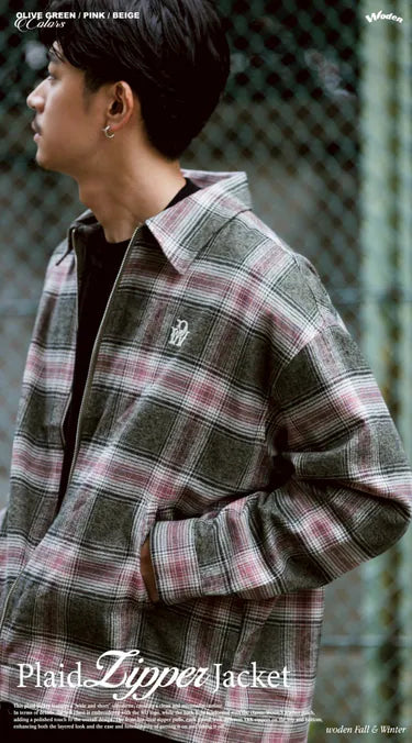 WODEN 2025 Fall & Winter 001 Plaid Zipper Jacket